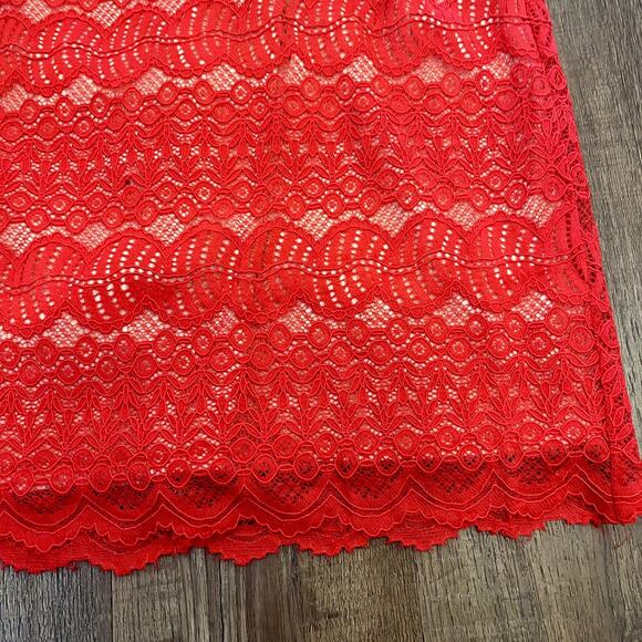 Francesca Red Lace Overlay Mini Dress Women’s Size Small - Picture 9 of 9
